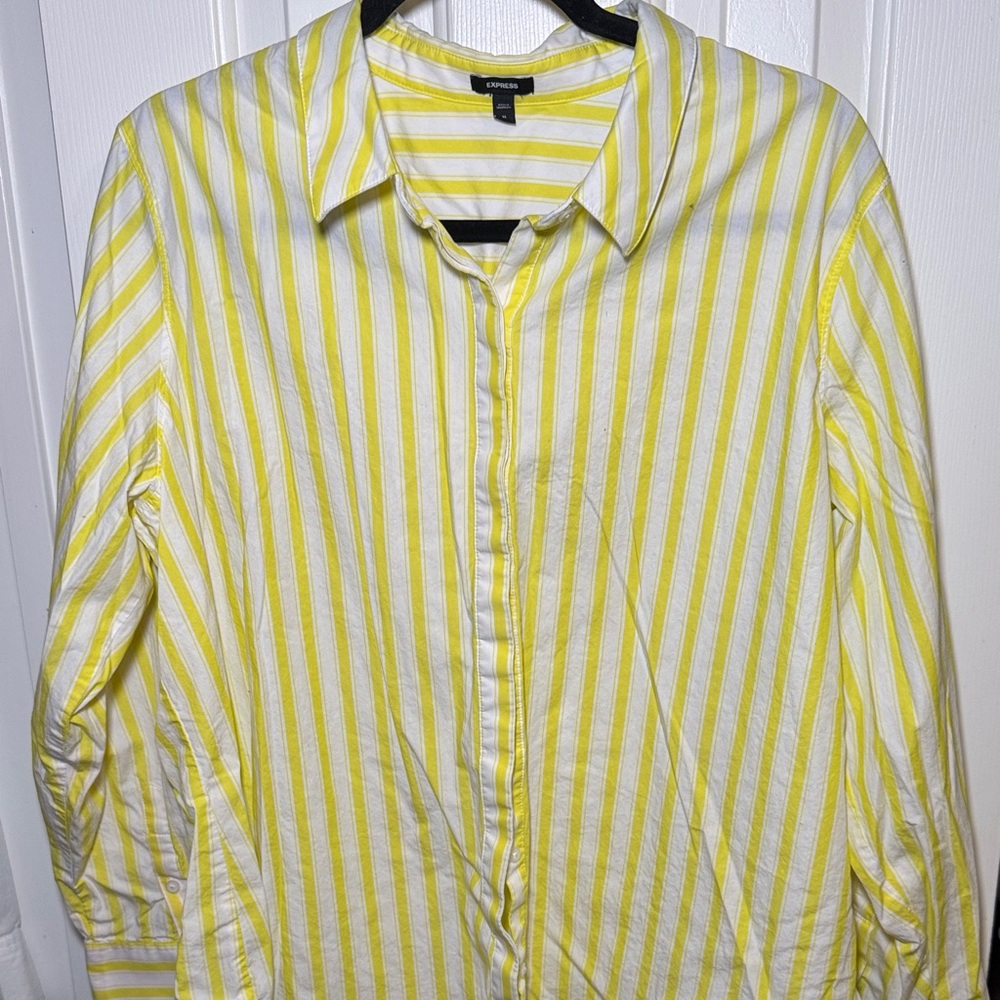 Express Lemon and White Striped Shirt